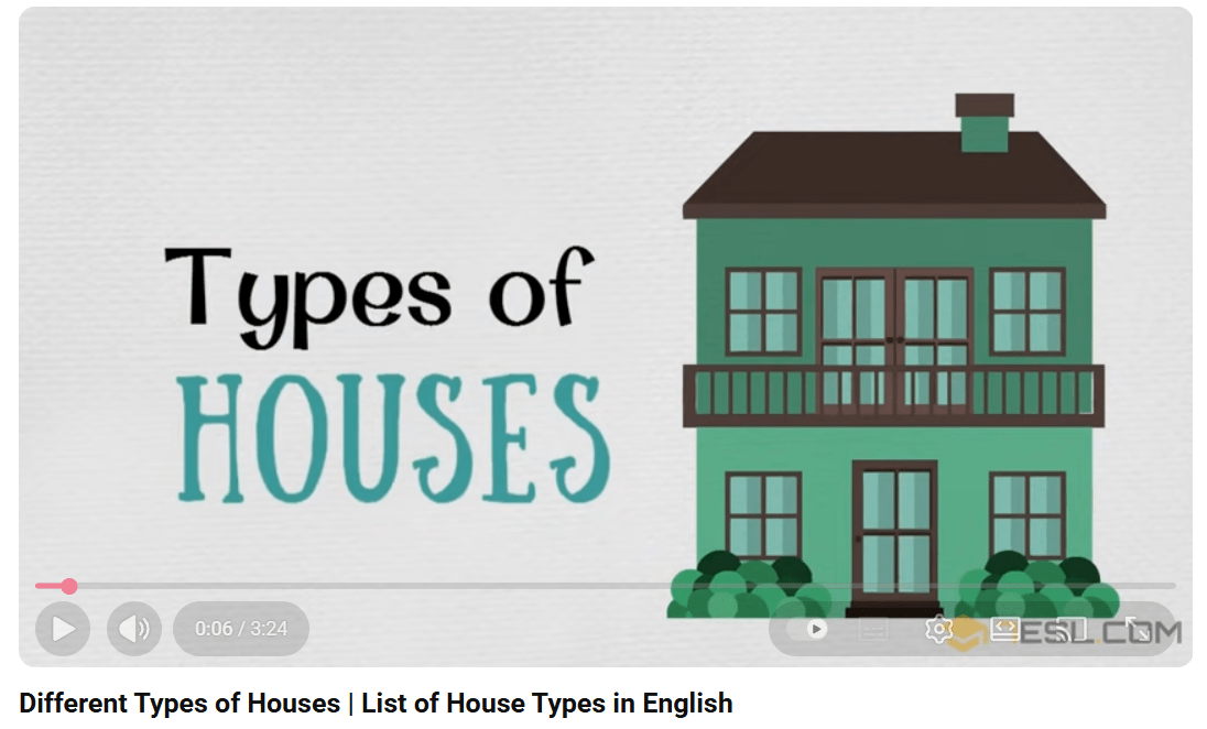Different Types of Houses Vocabulary